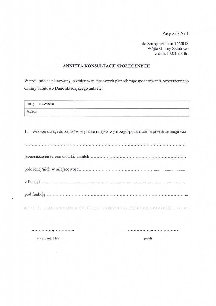 ankieta konsultacji społecznych